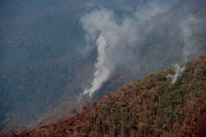 One of the forest fires in the San José del Alto area in Jaén, Cajamarca, on September 20, 2024.