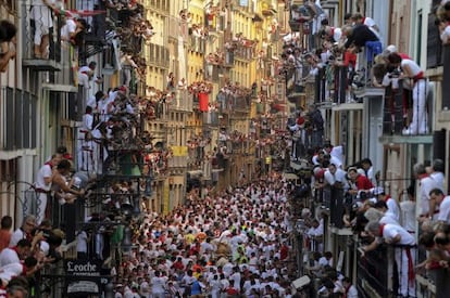 Imagen de un encierro de las fiestas de San Fermín (Pamplona) de 2013.