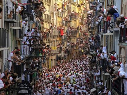 Imagen de un encierro de las fiestas de San Fermín (Pamplona) de 2013.