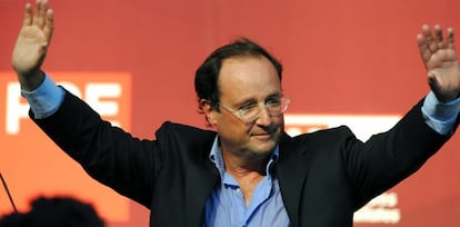 El candidato a la presidencia del Partido Socialista franc&eacute;s, Francois Hollande, en la conferencia del partido en La Rochelle (Francia), en 2008. 