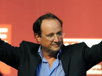 El candidato a la presidencia del Partido Socialista franc&eacute;s, Francois Hollande, en la conferencia del partido en La Rochelle (Francia), en 2008. 