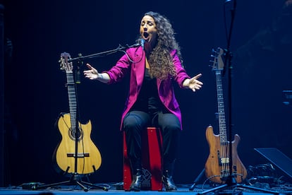 La cantaora Rosario 'La Tremendita', durante su actuación en la Gala Flamenca del Festival Internacional del Cante de Las Minas.