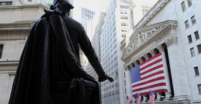 La entrada de la bolsa, en Nueva York.