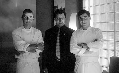 Jordi, Josep y Joan Roca, en octubre de 1997, año en el que se incorporó a El Celler de Can Roca el hermano menor.