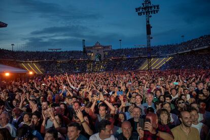 Spectators crowded the Olympic Stadium of Montjuic as Bruce Springsteen and the E Street Band performed on Friday, April 28, 2023, at in Barcelona, Spain. 