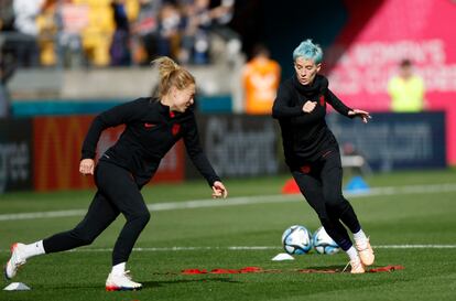 Megan Rapinoe of the United States during warm-up before a match on July 27, 2023.