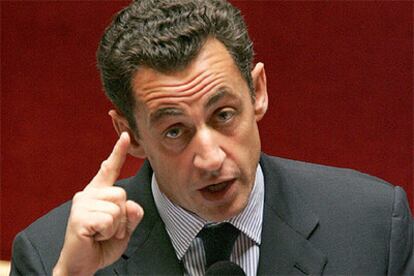 El ministro francés del Interior, Nicolas Sarkozy, esta tarde durante su comparecencia ante la Asamblea Nacional.