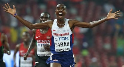 Farah, tras ganar el oro en los 10.000m.