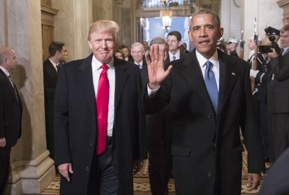 Obama y Trump en Washington el día de la inauguración presidencial del segundo el 20 de enero de 2017.
