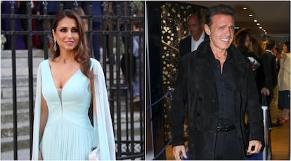 Paloma Cuevas y Luis Miguel, en dos de las celebraciones de la boda del hijo de Rosa Clará, el 2 y 3 de junio, en París.