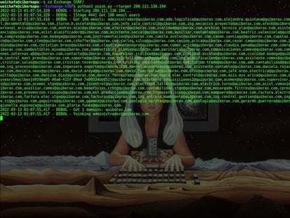 Captura de pantalla del vídeo de dos minutos que publicó el grupo Guacamaya donde enseña el código utilizado para el hackeo.