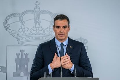Pedro Sánchez, este martes durante la rueda de prensa tras el Consejo de Ministros.