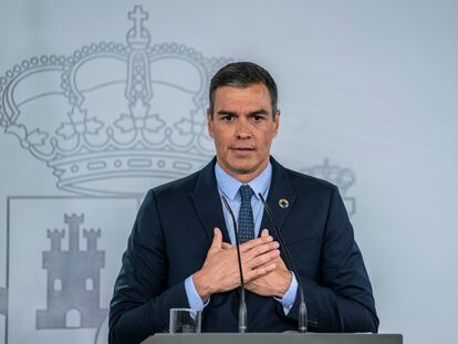 Pedro Sánchez, este martes durante la rueda de prensa tras el Consejo de Ministros.