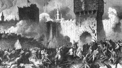 El asalto final tras el sitio de Constantinopla.