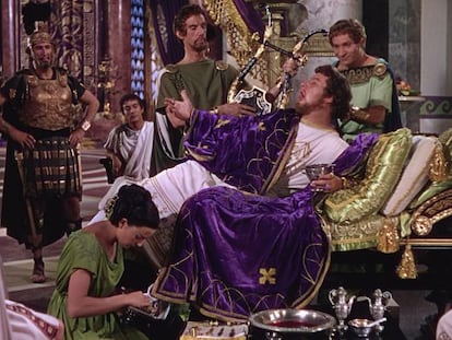 Nerón, en su más perdurable encarnación, la de Peter Ustinov en 'Quo Vadis' (1951), película de Mervyn LeRoy.