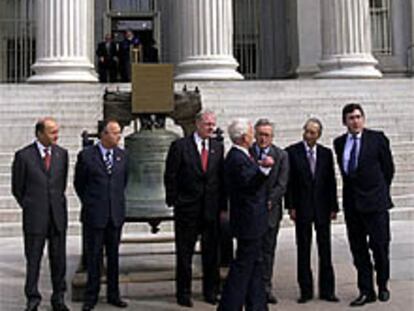 Los ministros de Finanzas del G7 al término de su reunión en Washington.