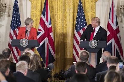 Theresa May y Donald Trump en su comparecencia conjunta del 27 de enero. 