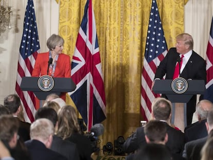 Theresa May y Donald Trump en su comparecencia conjunta del 27 de enero. 