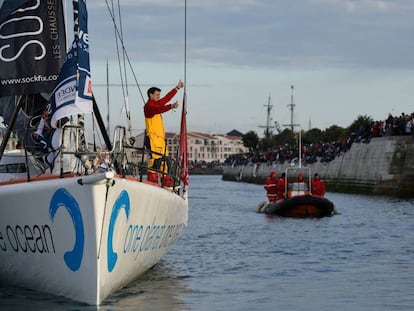 Didac Costa, antes de la salida de la Vendée Globe 2016-17.