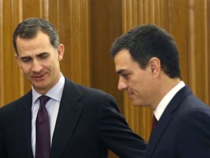 Audiència del rei Felip VI a Pedro Sánchez, en què el líder socialista es va oferir com a candidat a la presidència del Govern espanyol.