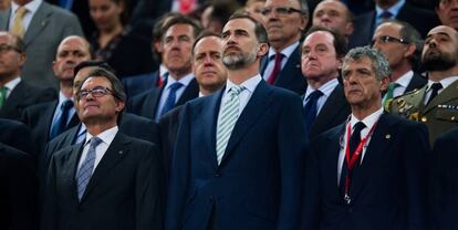 Artur Mas y el rey Felipe VI, durante la final de la Copa del Rey de 2015.