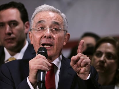 El expresidente colombiano Álvaro Uribe, tras testificar en la Corte Suprema en octubre de 2019.