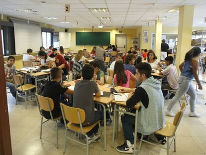 Aula de un instituto de ense&ntilde;anza secundaria de Madrid. 