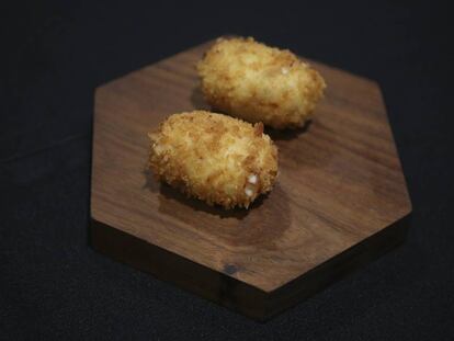 La croqueta de Miguel Carretero, del restaurante Santerra, ganadora del concurso de Madrid Fusión 2022.