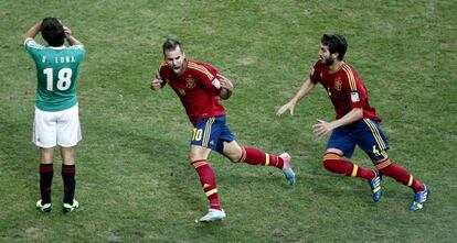 Jesé celebra un gol marcado con la selección española sub-21 ante México 