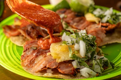 Tacos al pastor de la taquería el vilsito, en la colonia Narvarte, en Ciudad de México, el 5 de octubre del 2023