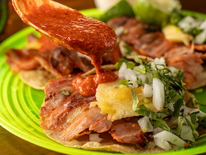 Tacos al pastor de la taquería el vilsito, en la colonia Narvarte, en Ciudad de México, el 5 de octubre del 2023