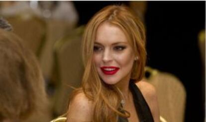 La actriz Lindsay Lohan en la cena de corresponsales de la Casa Blanca.