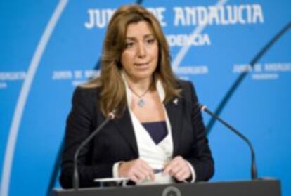 Susana Díaz, tras el consejo de Gobierno.