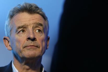 El presidente de Ryanair, Michael O'Leary, en la presentación de la nueva estrategia de la compañía