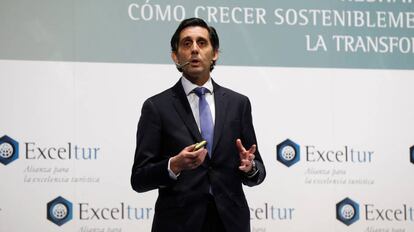 El presidente de Telefónica, José María Álvarez-Pallete, en la inauguración del IX Foro de Liderazgo Turístico de Exceltur