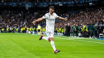 Asensio celebra el segundo gol del Real Madrid.