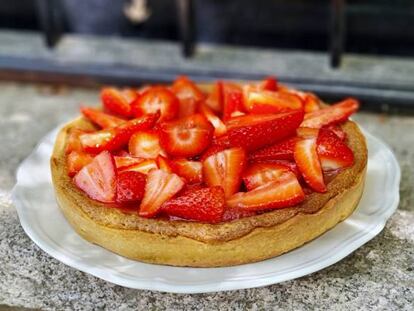 Tarta de fresones y pistacho