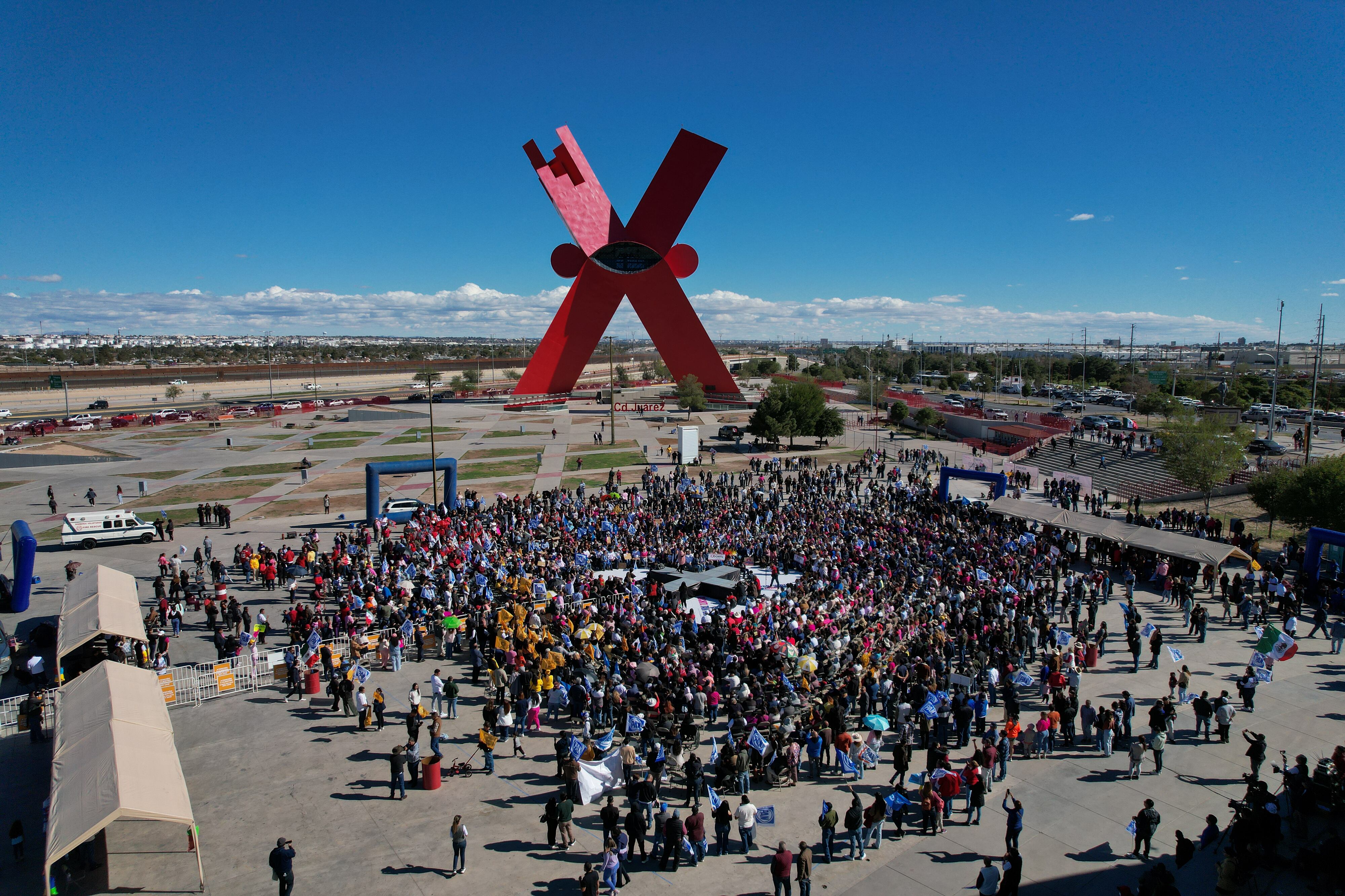 Un mitin de Gálvez para arrancar su precampaña en Ciudad Juárez, el 20 de noviembre.