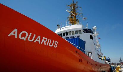 El buque de rescate 'Aquarius', atracado en el puerto de Valencia el pasado 20 de julio. 