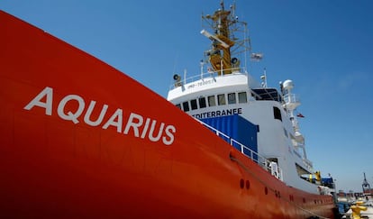 El buque de rescate 'Aquarius', atracado en el puerto de Valencia el pasado 20 de julio.