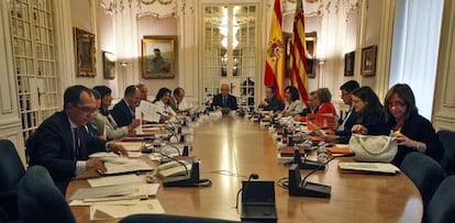 Reunión de la Junta de Portavoces, este jueves, en las Cortes.