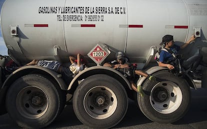 Miembros de la Caravana de Migrantes, camino de la frontera con EEUU.