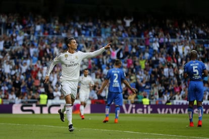 Cristiano Ronaldo celebra un gol ante el Getafe en la última jornada de la Liga 2014- 2015.