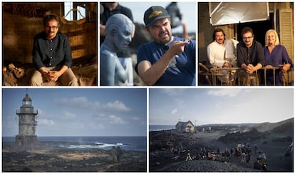 Momentos del rodaje de &#039;La piel fr&iacute;a&#039;, y de la visita al plat&oacute; de S&aacute;nchez Pi&ntilde;ol.