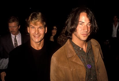 Patrick Swayze y Keanu Reeves en el estreno de 'Le llamaban Bodhi' en 1991.