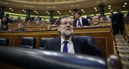 El presidente del Gobierno, Mariano Rajoy, antes del debate de los presupuestos.