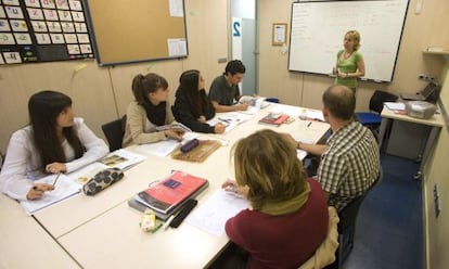 Clases de inglés en una academia de San Sebastián.