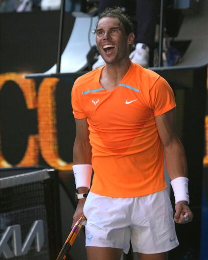 Nadal celebra el triunfo contra Draper.