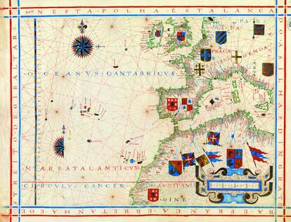 El sur de Europa y norte de África en el 'Atlas Fernao Vaz Dourado'. El original es de 1571.