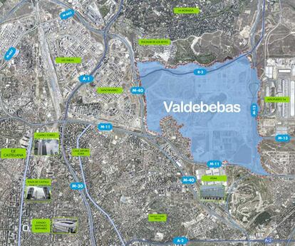 Ubicación de Valdebebas dentro de Madrid